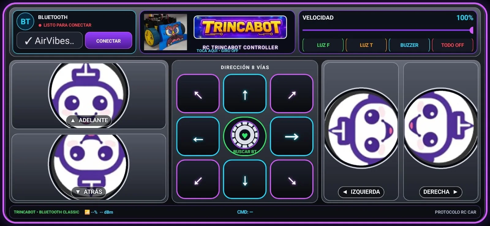 Aplicación RC TRINCABOT Controller